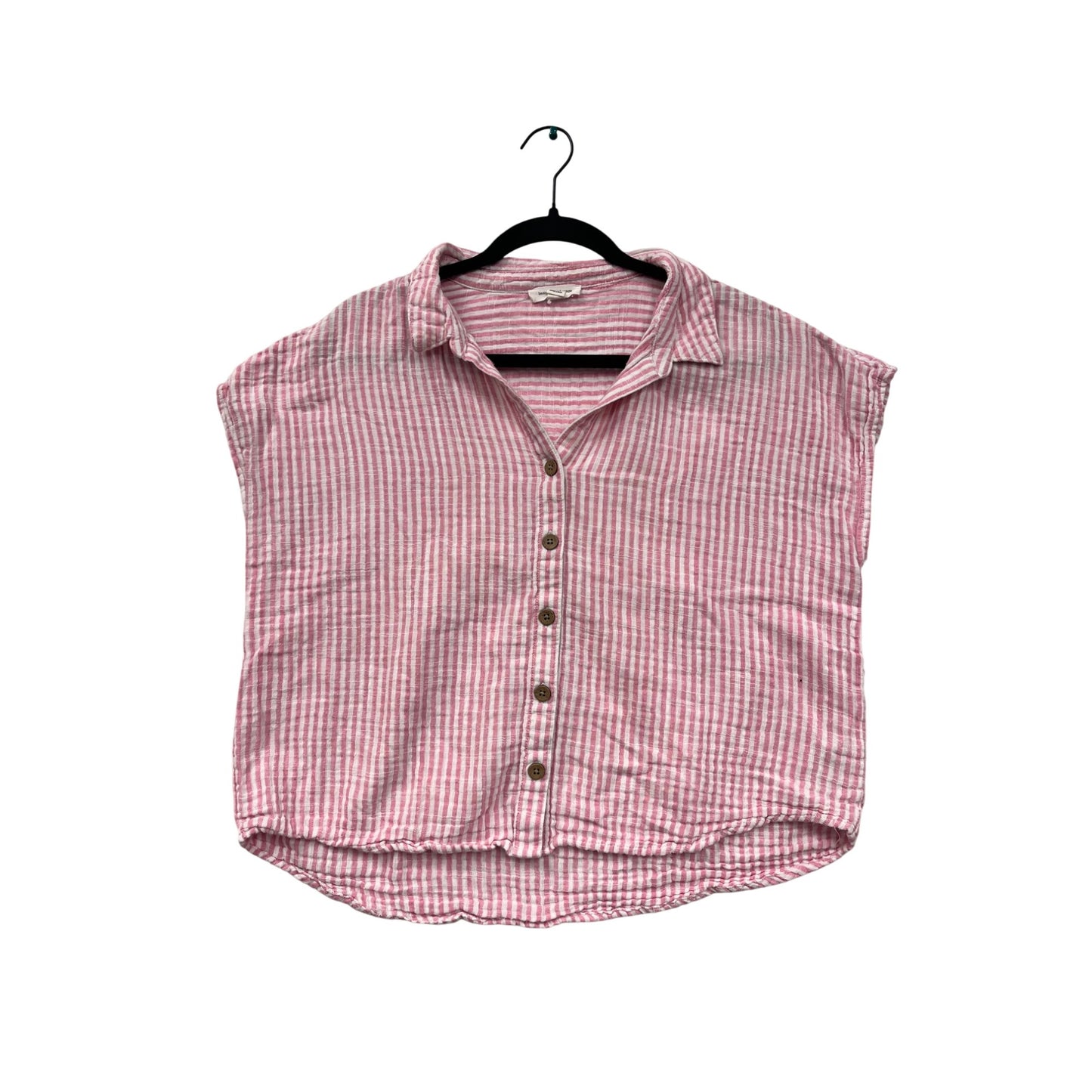 Beachlunchlounge Pink & White Striped Button-Up Shirt #6063