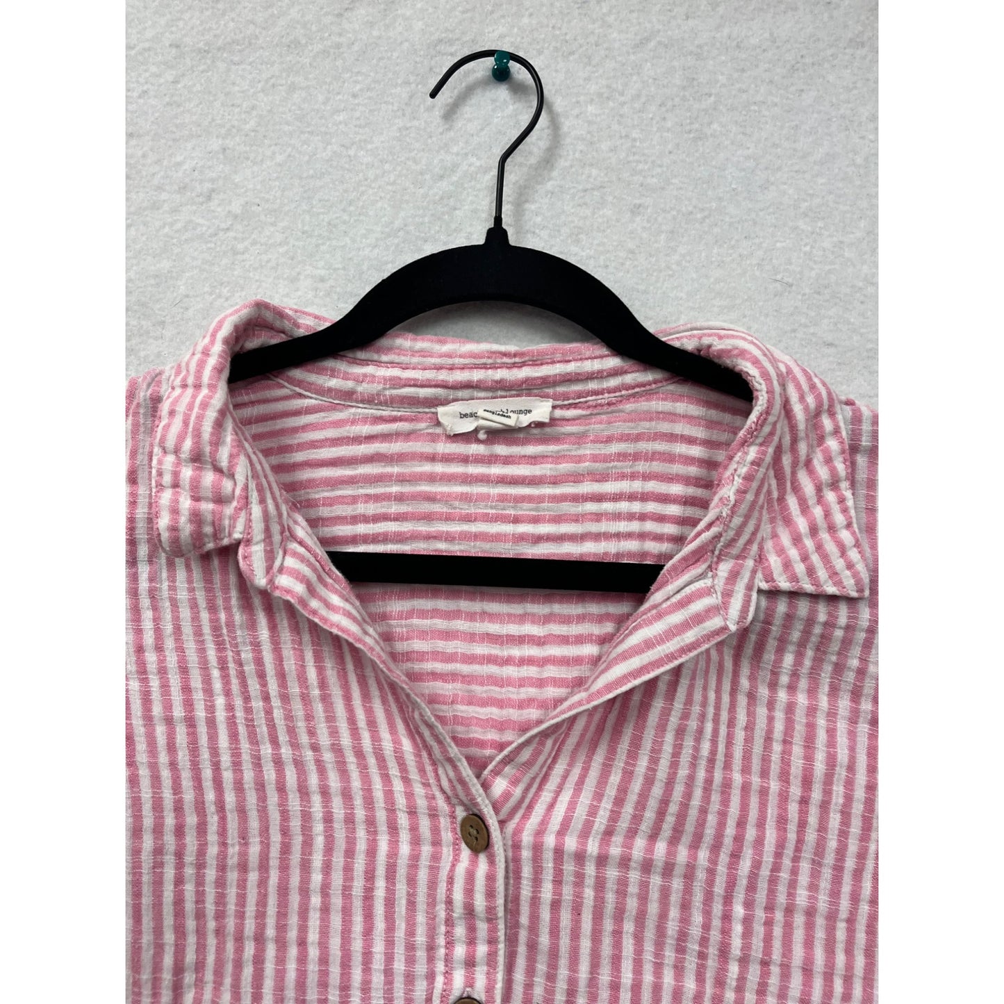 Beachlunchlounge Pink & White Striped Button-Up Shirt #6063