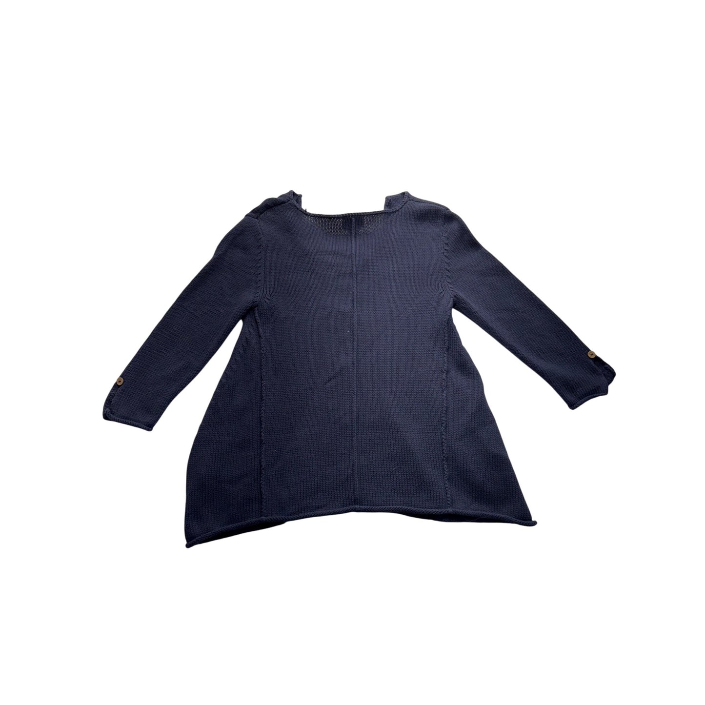 Pure Handknit XS Navy Cotton Button-Front Tunic Sweater #7581