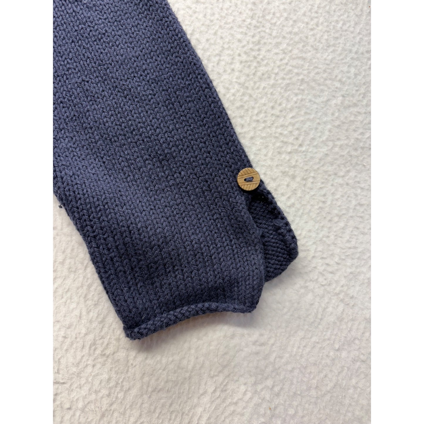 Pure Handknit XS Navy Cotton Button-Front Tunic Sweater #7581
