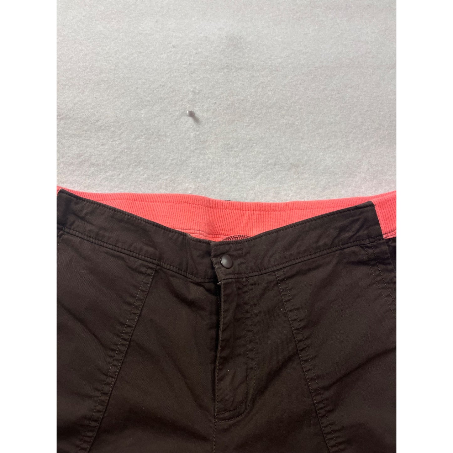 Nike Womens Medium Brown Cargo Pants W/ Coral Waistband & Stitching #6571
