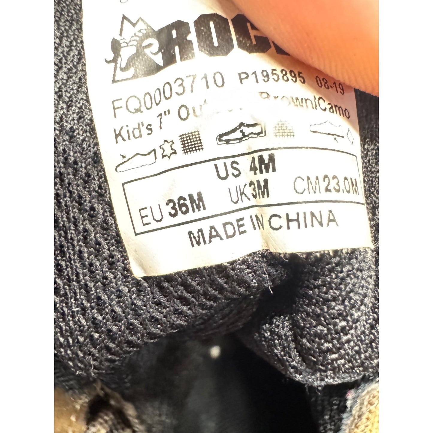 Rocky Brown Camo Hiking Boots With Rubber Soles Size 7 #140B