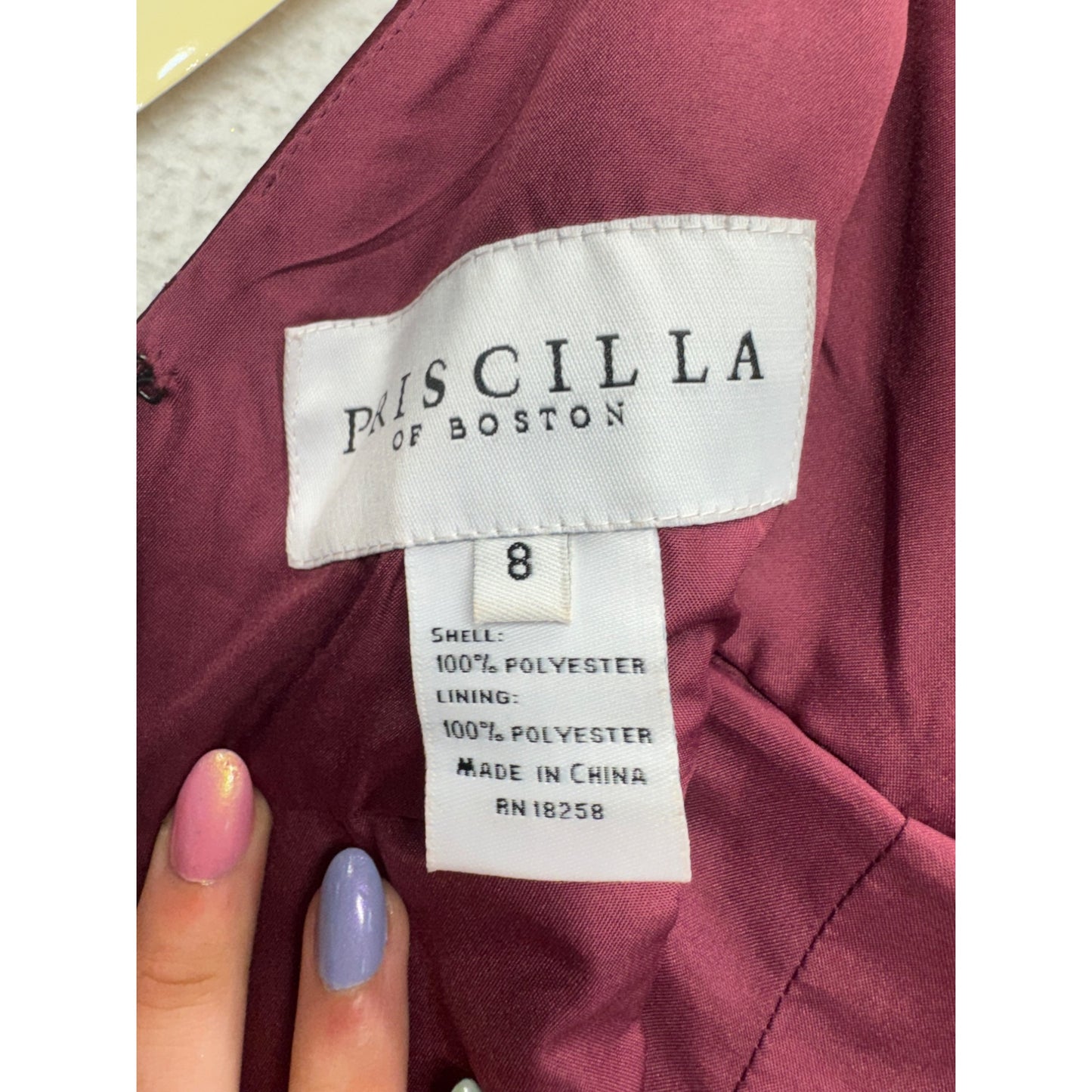 Priscilla Of Boston Burgundy Sleeveless Pleated Fit & Flare Dress Size 8 #7829