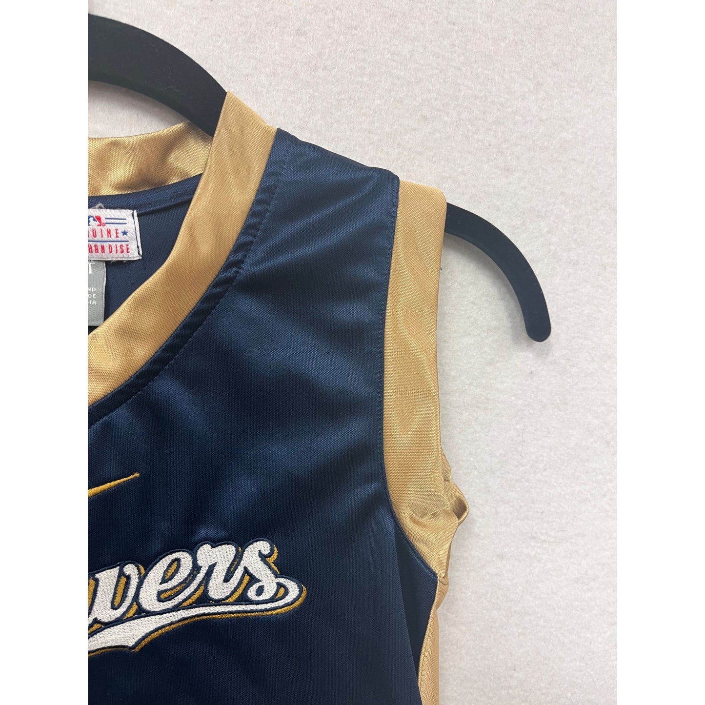Nike Milwaukee Brewers Boys 3T Navy & Gold Sleeveless Jersey MLB #6416