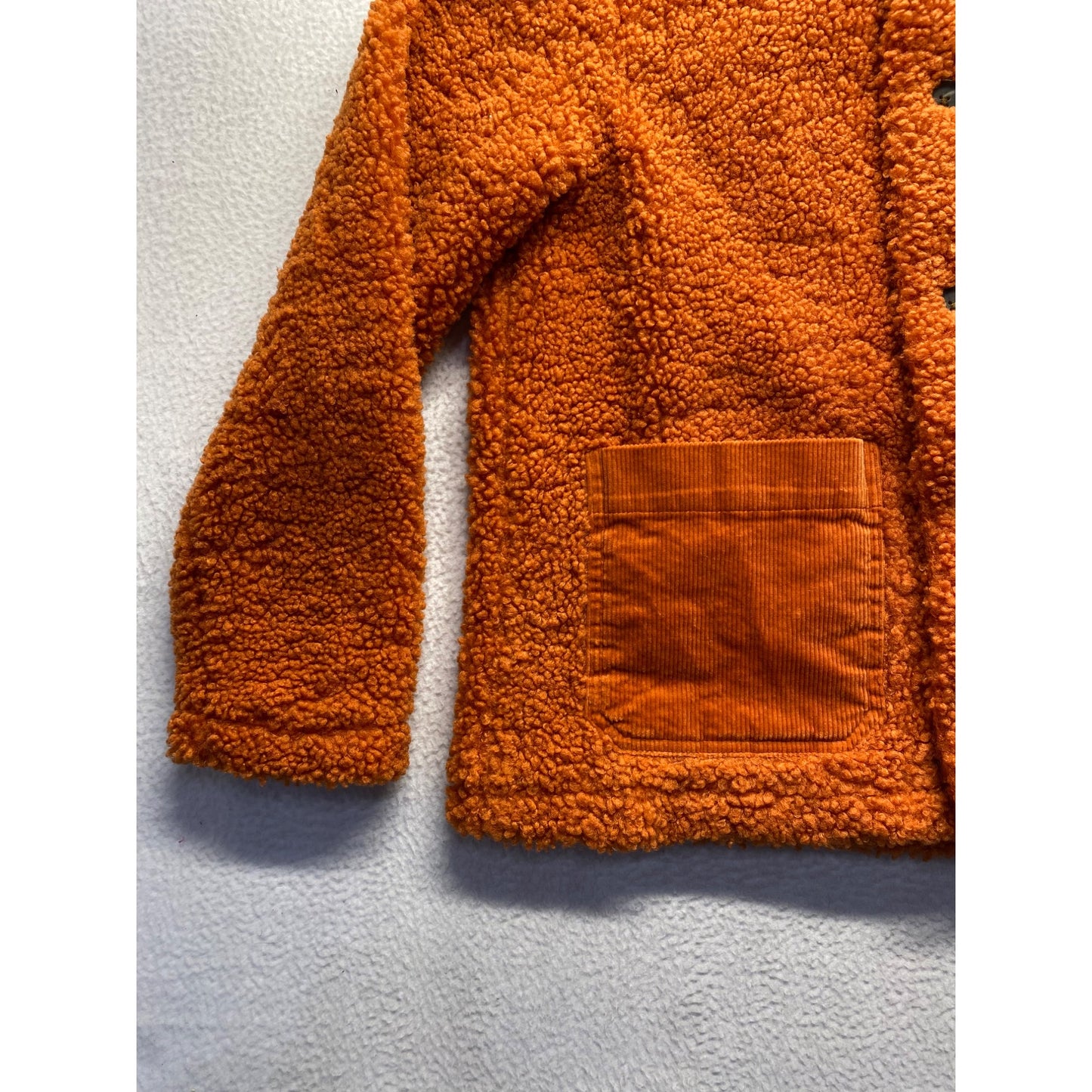 Stoic Womens Sherpa Fleece Jacket XS Orange Corduroy Trim Polyester Lining #7067