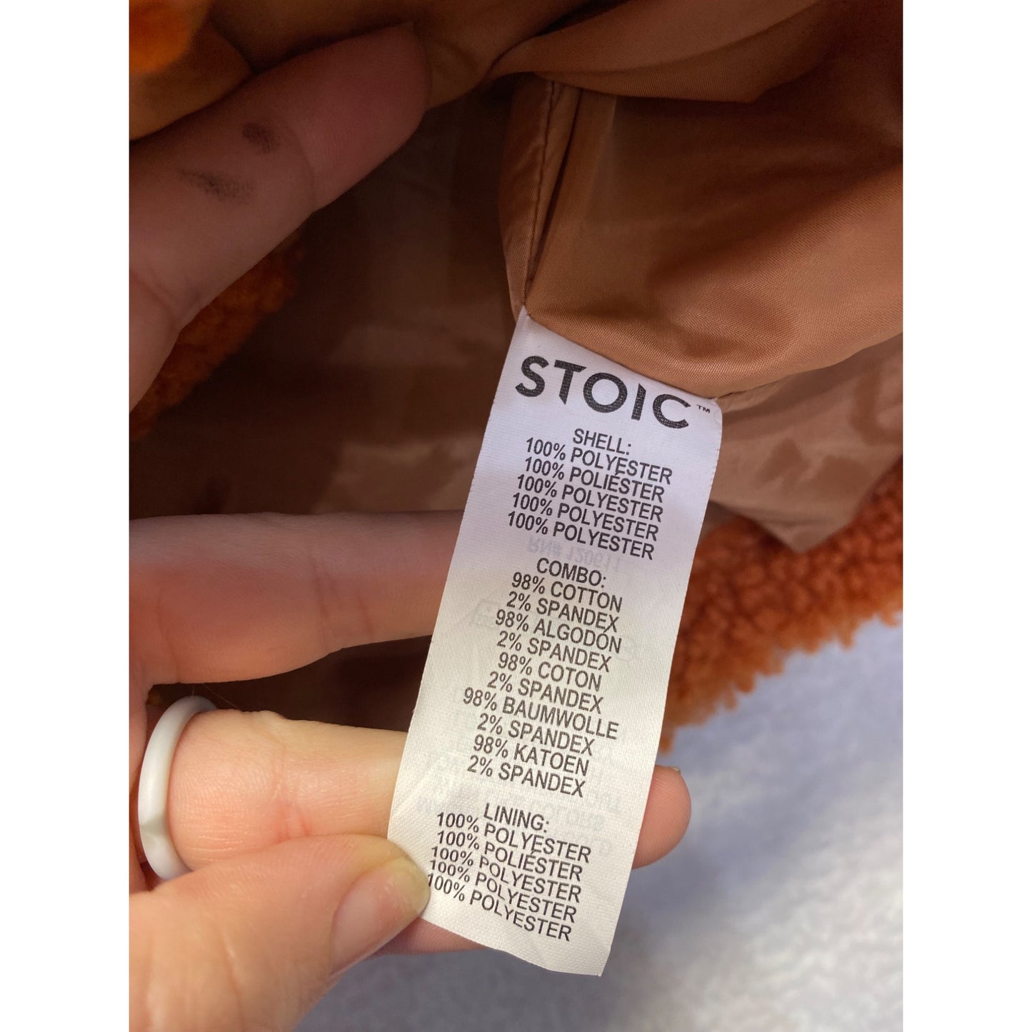 Stoic Womens Sherpa Fleece Jacket XS Orange Corduroy Trim Polyester Lining #7067