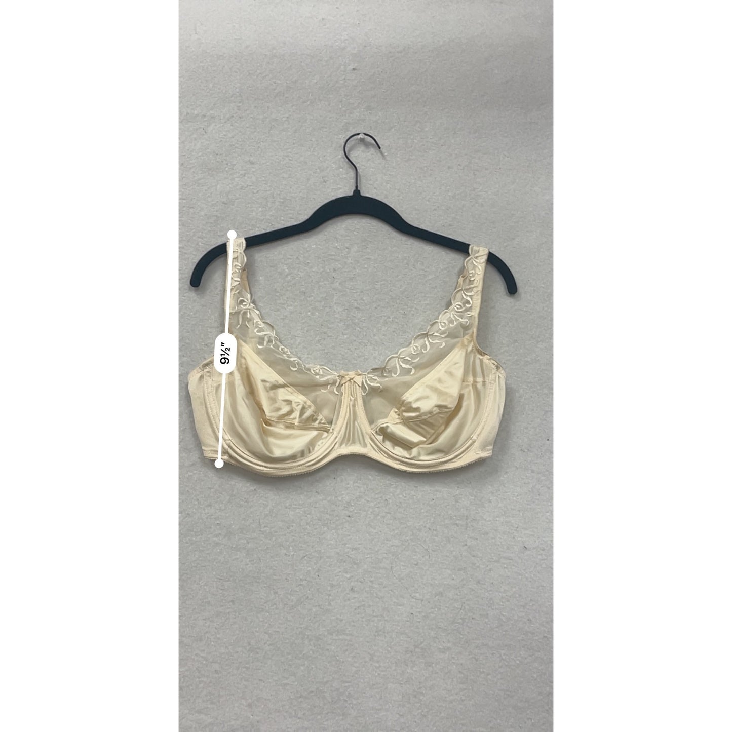 Vintage Vassarette Beige Embroidered Sheer Lace Full Coverage Bra 38D #21A