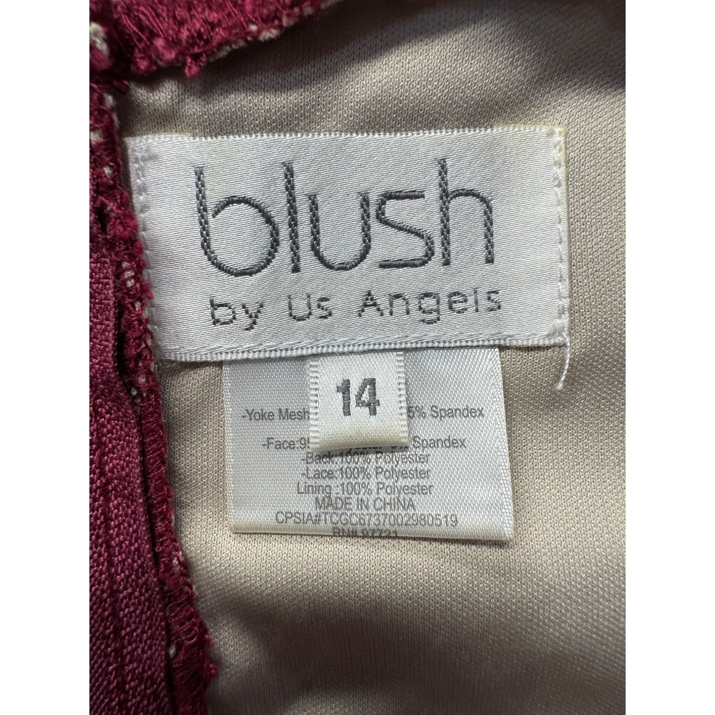 Blush By Us Angels Girls Lace & Mesh Dress Size 14 Red #250B