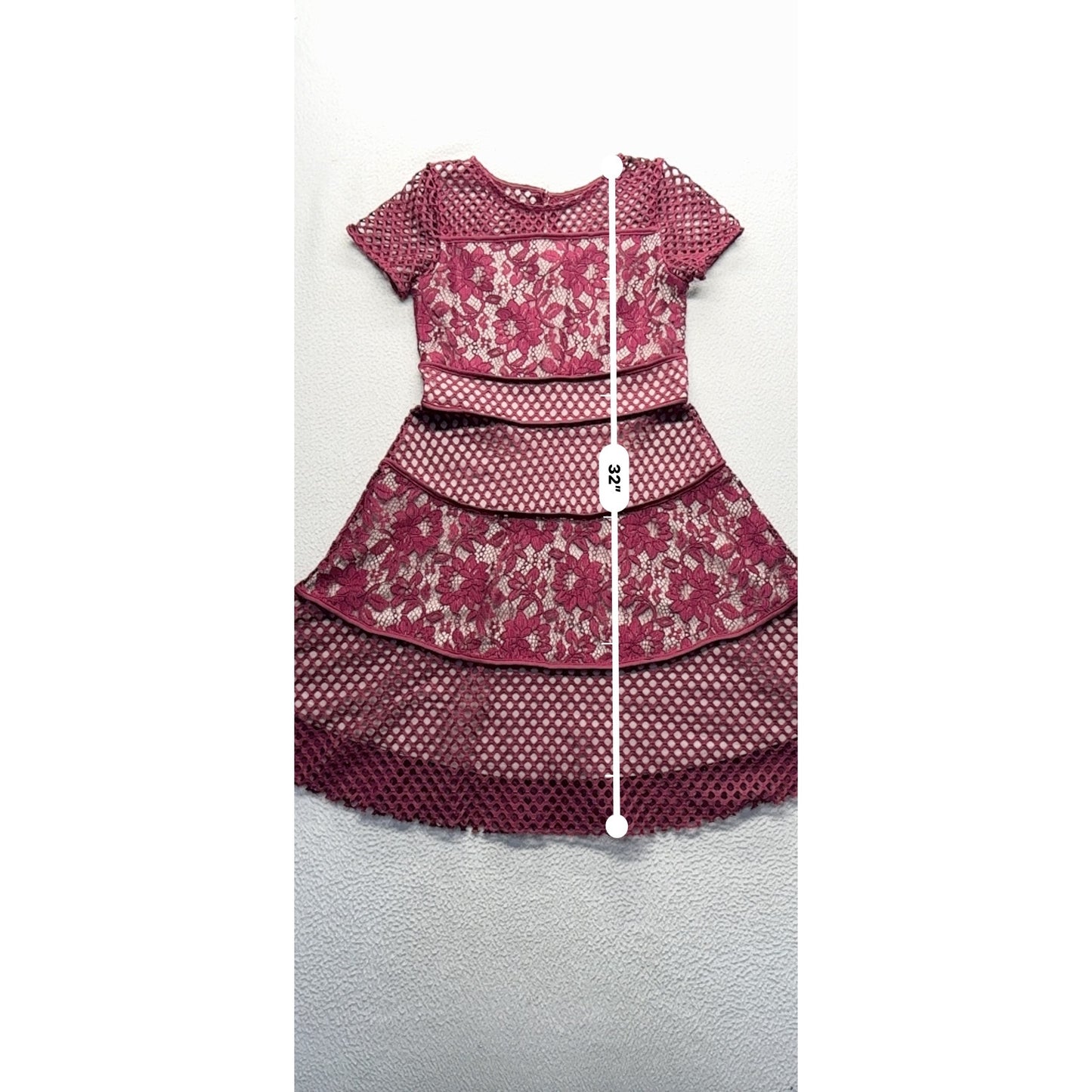 Blush By Us Angels Girls Lace & Mesh Dress Size 14 Red #250B