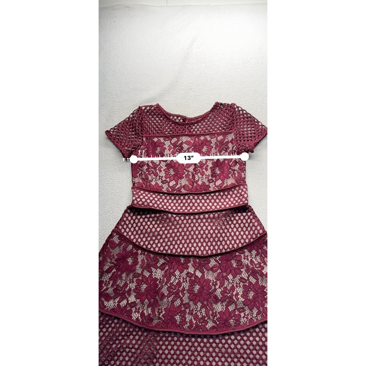 Blush By Us Angels Girls Lace & Mesh Dress Size 14 Red #250B