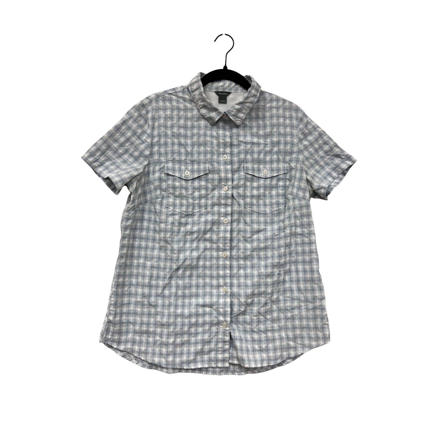 Eddie Bauer Large Plaid Button-Up Short Sleeve Shirt #6491