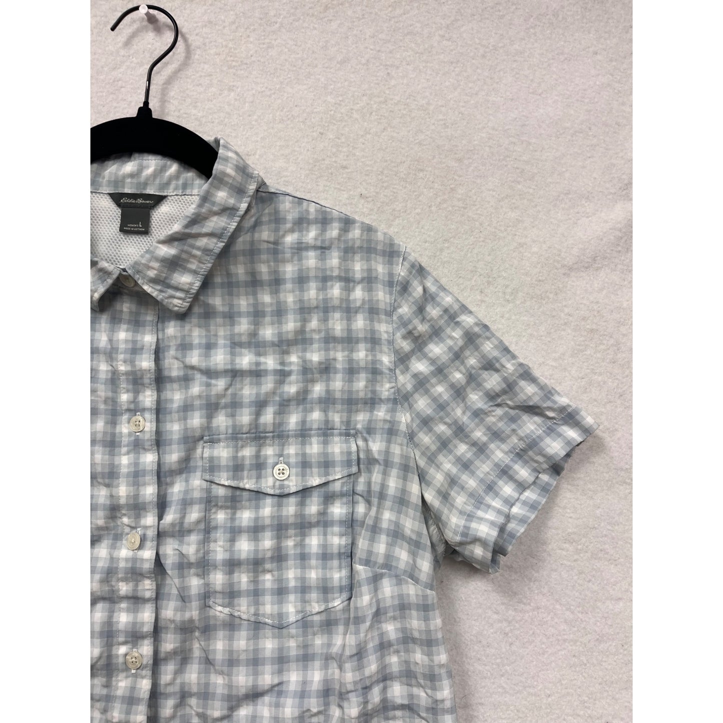 Eddie Bauer Large Plaid Button-Up Short Sleeve Shirt #6491