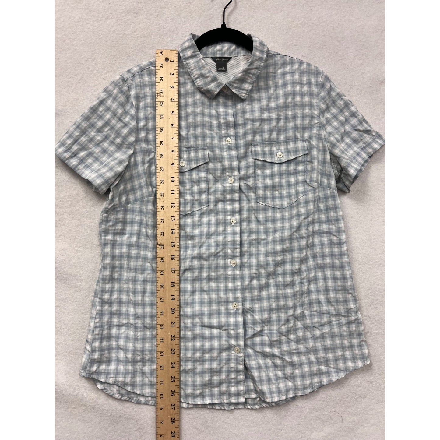 Eddie Bauer Large Plaid Button-Up Short Sleeve Shirt #6491