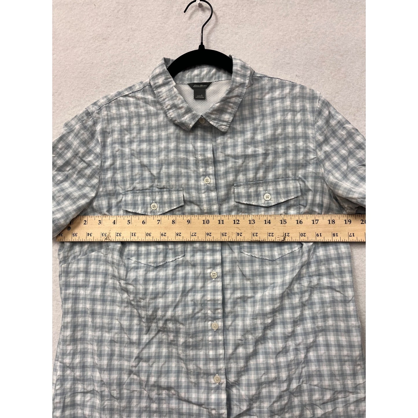Eddie Bauer Large Plaid Button-Up Short Sleeve Shirt #6491