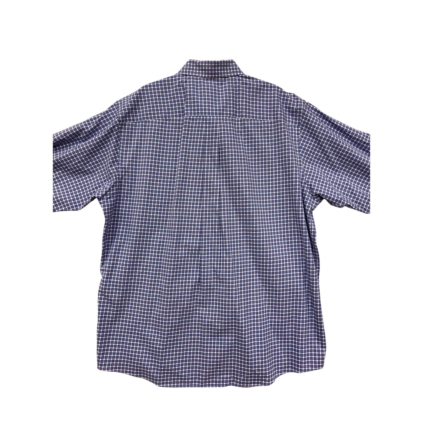 Jos. A. Bank Travelers Collection Mens Large Blue Checkered Button-Down Shirt #6350