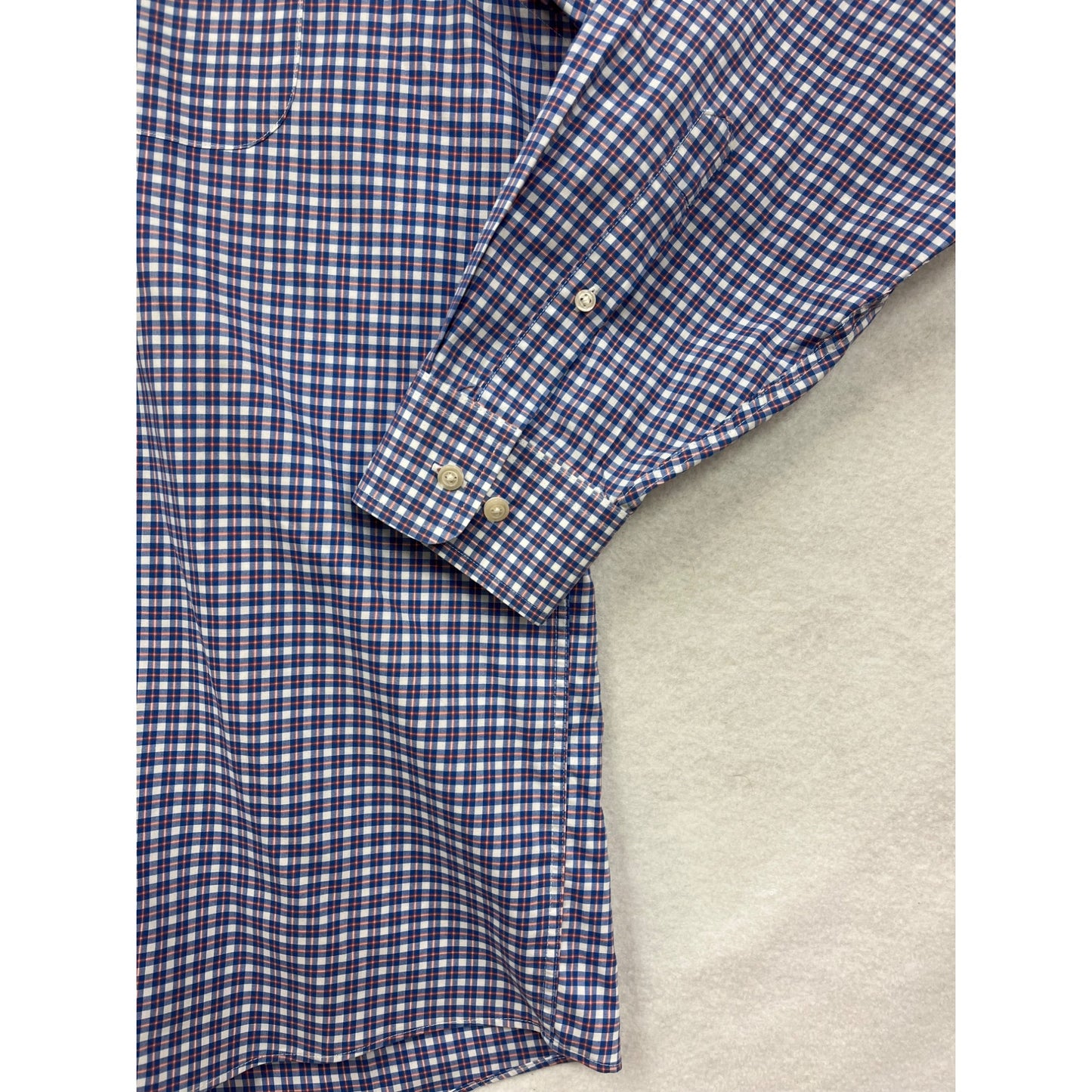 Jos. A. Bank Travelers Collection Mens Large Blue Checkered Button-Down Shirt #6350