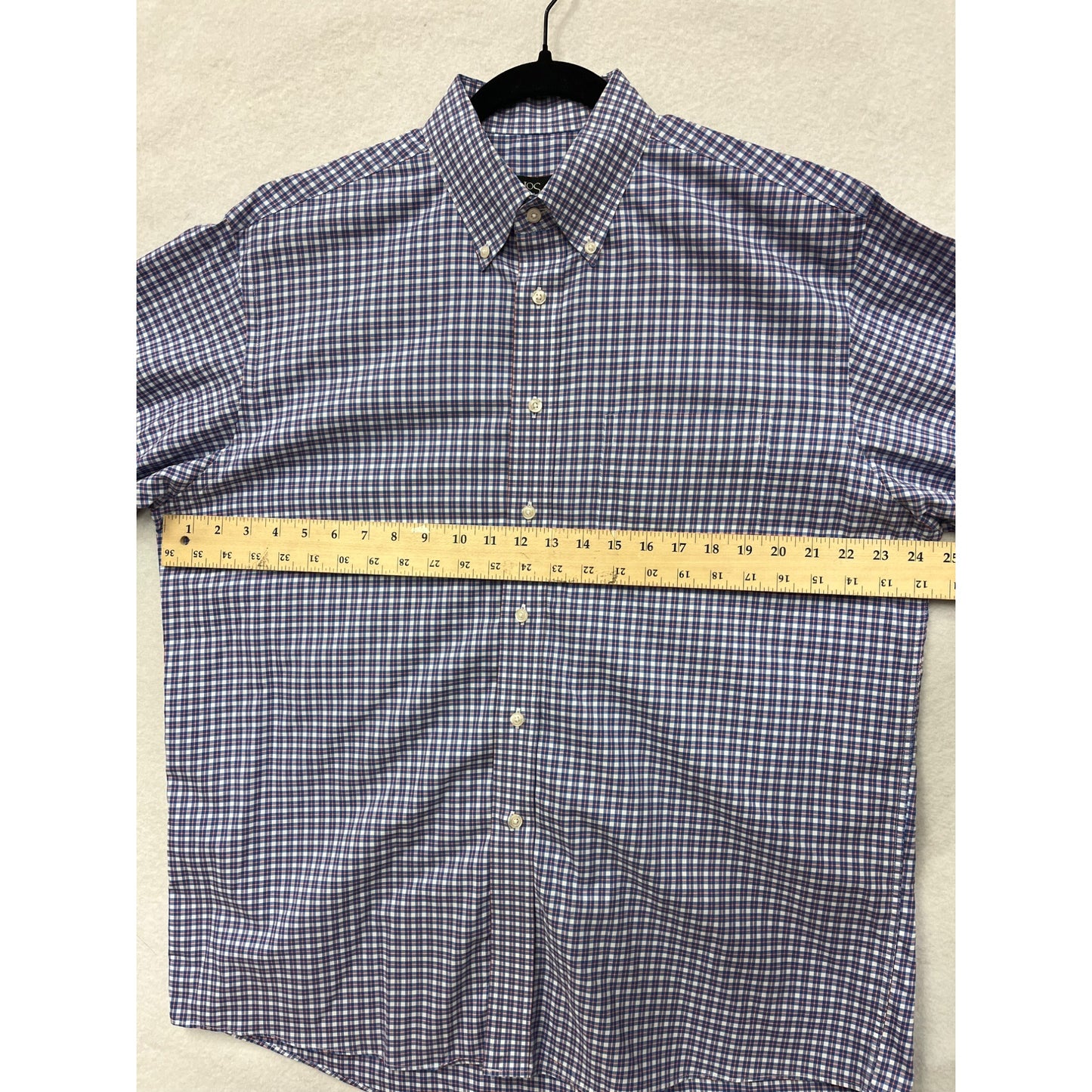 Jos. A. Bank Travelers Collection Mens Large Blue Checkered Button-Down Shirt #6350
