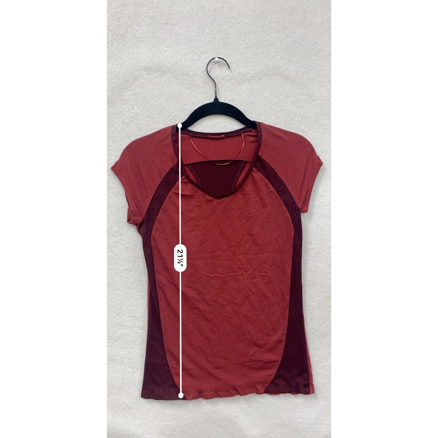 Womens Red & Burgundy Athletic Top With Mesh Back Detail - Small Size #6803