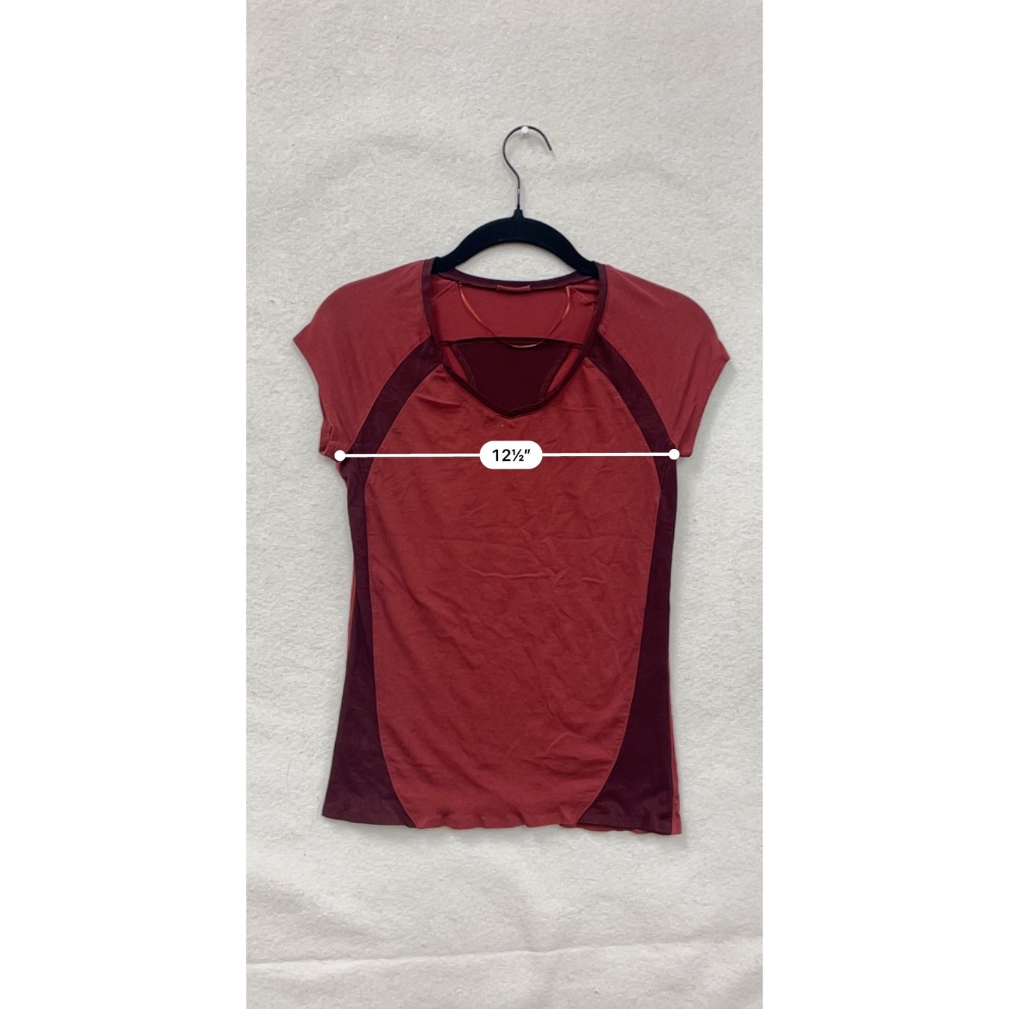 Womens Red & Burgundy Athletic Top With Mesh Back Detail - Small Size #6803