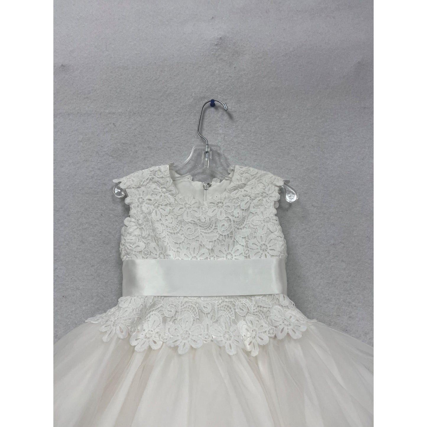 Joan Calabrese White Lace & Tulle Flower Girl Dress Size 2 #761A