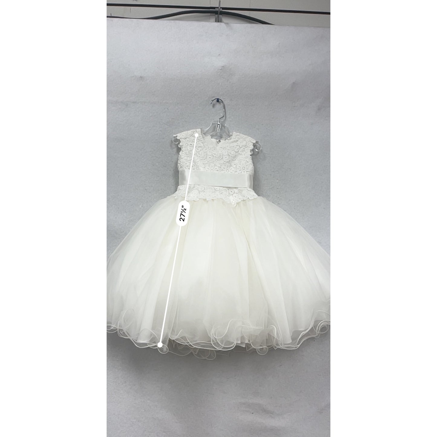 Joan Calabrese White Lace & Tulle Flower Girl Dress Size 2 #761A