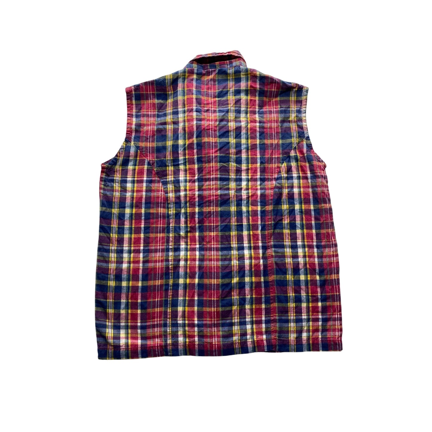 Vintage Johnny Appleseed Outdoors Womens Medium Sleeveless Plaid Button-Up Shirt #7346