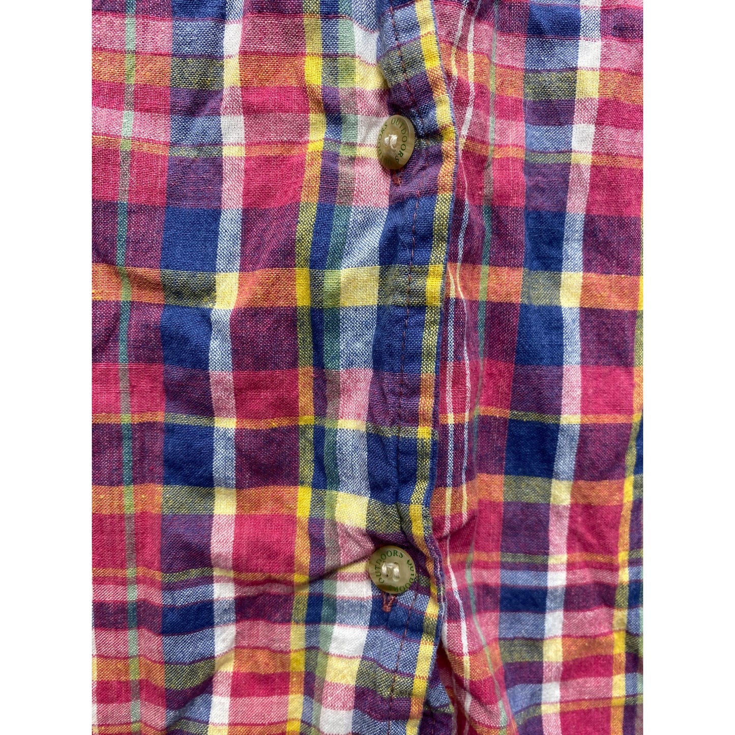 Vintage Johnny Appleseed Outdoors Womens Medium Sleeveless Plaid Button-Up Shirt #7346