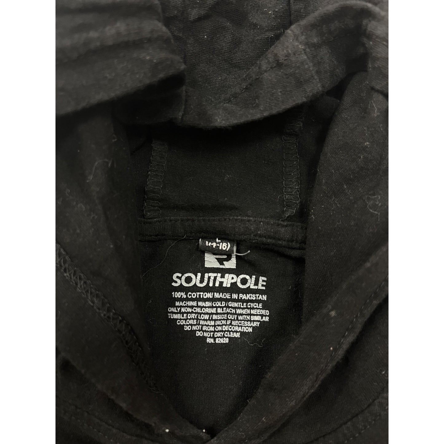 Boys Southpole Black Hoodie T-Shirt Youth Size 14/16 USA Gold Graphic Cotton Casual Wear #6573