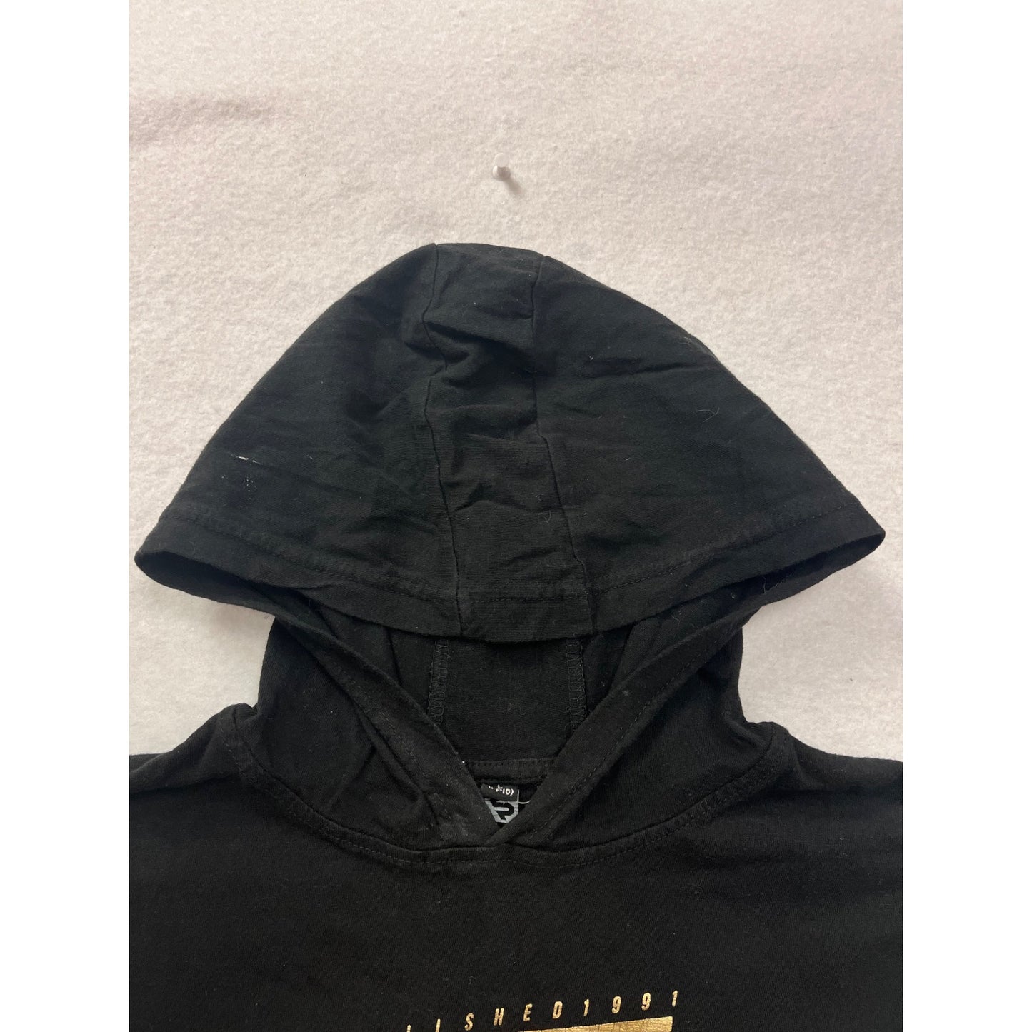 Boys Southpole Black Hoodie T-Shirt Youth Size 14/16 USA Gold Graphic Cotton Casual Wear #6573