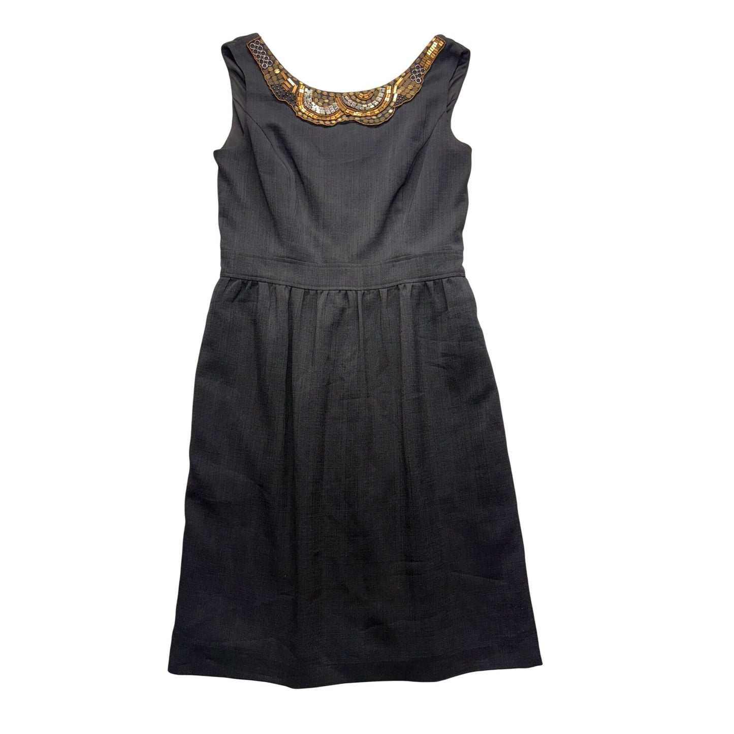 Black Sleeveless Dress With Gold & Silver Beaded Neckline #7712