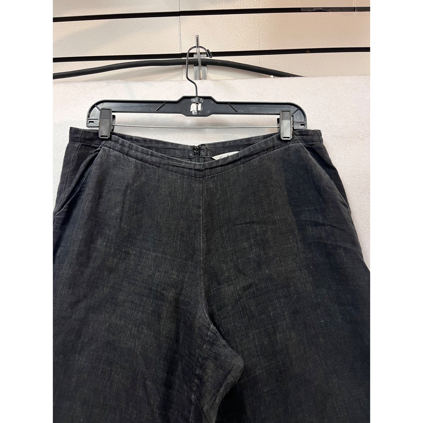 Cabi Womens Black Wide-Leg Linen Pants Size 12 #926A
