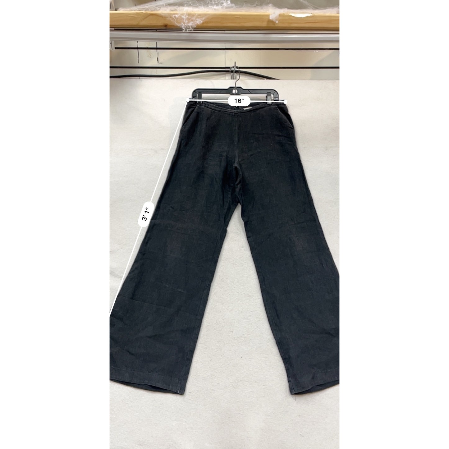 Cabi Womens Black Wide-Leg Linen Pants Size 12 #926A