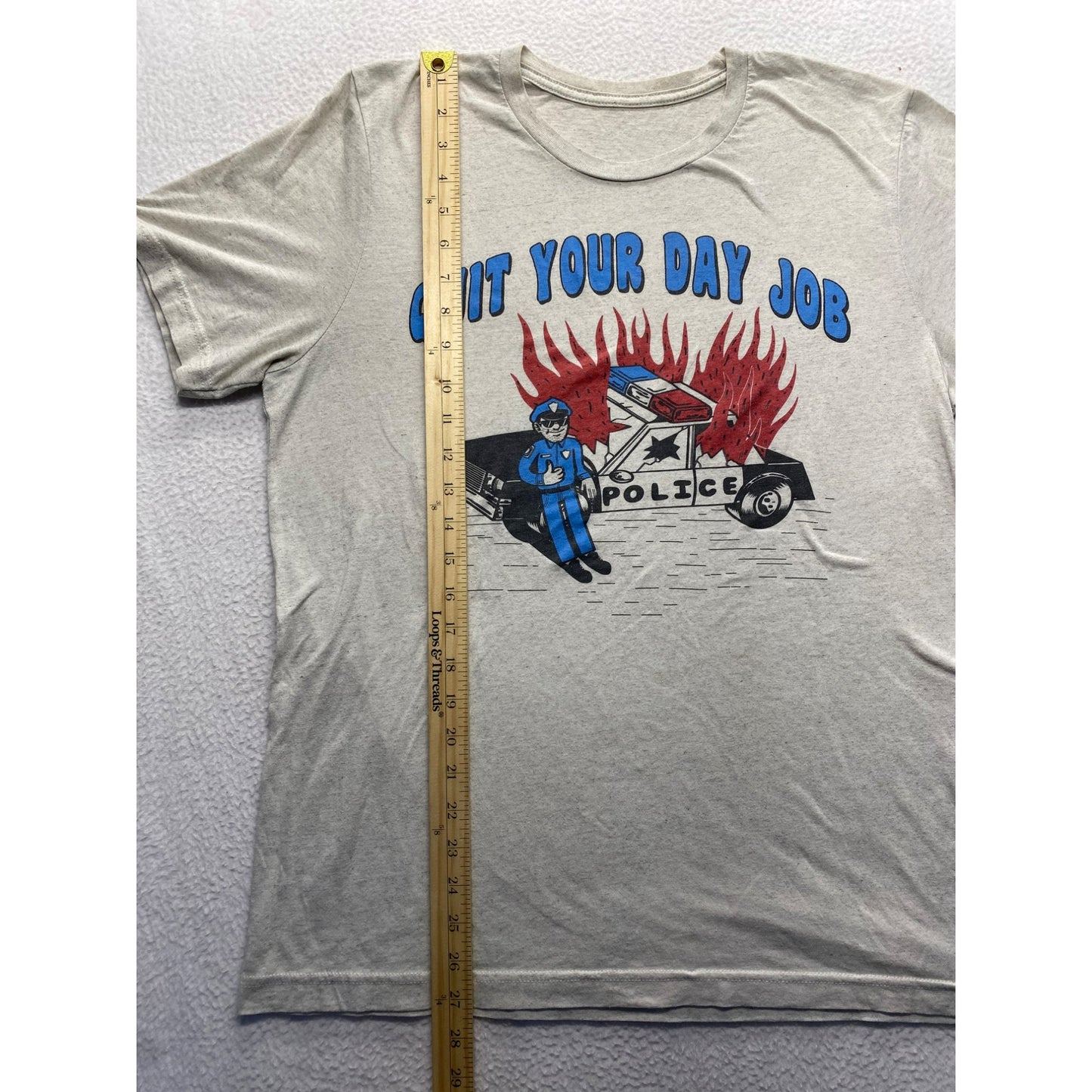 Quit Your Day Job Graphic Tee Mens L Police Car & Officer Design #7034