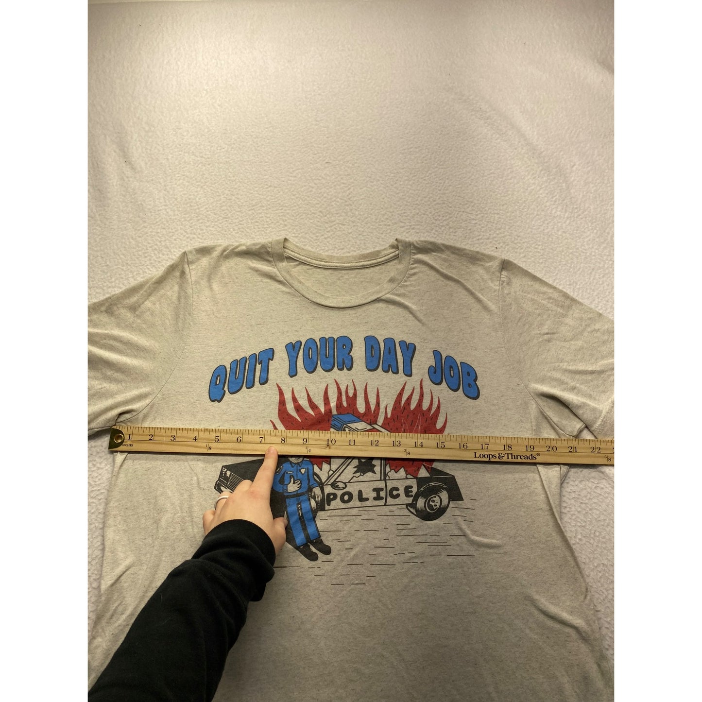 Quit Your Day Job Graphic Tee Mens L Police Car & Officer Design #7034