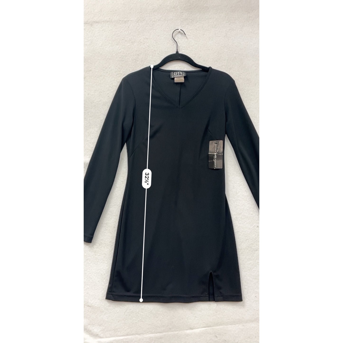 Black Long-Sleeve V-Neck Dress Women’s Small By City Triangle #8235