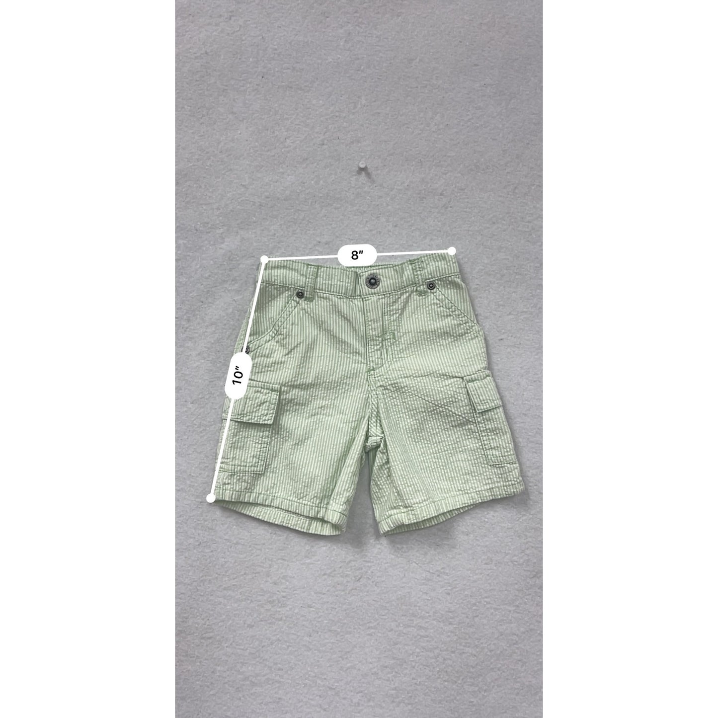 Carters Boys Green & White Striped Cargo Shorts 12M #6676
