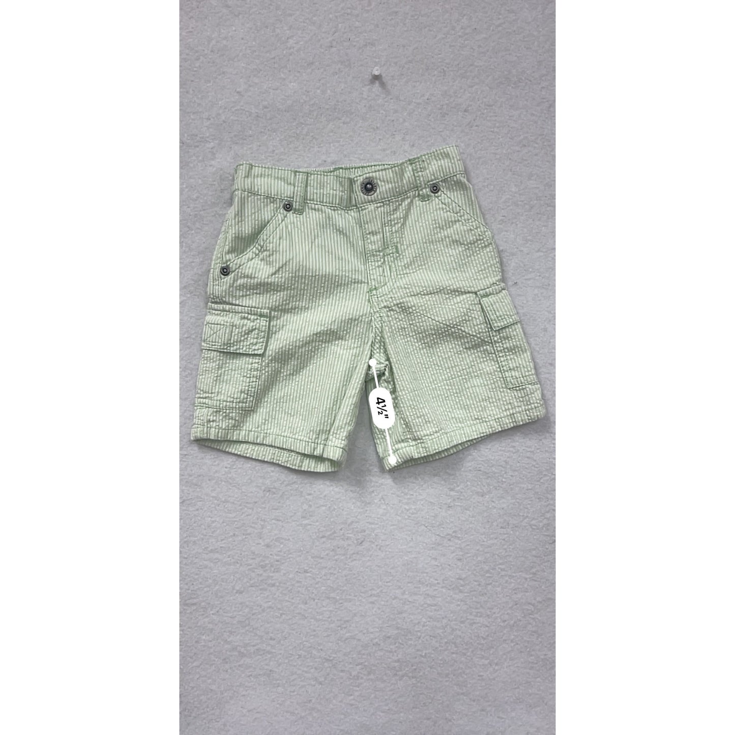 Carters Boys Green & White Striped Cargo Shorts 12M #6676