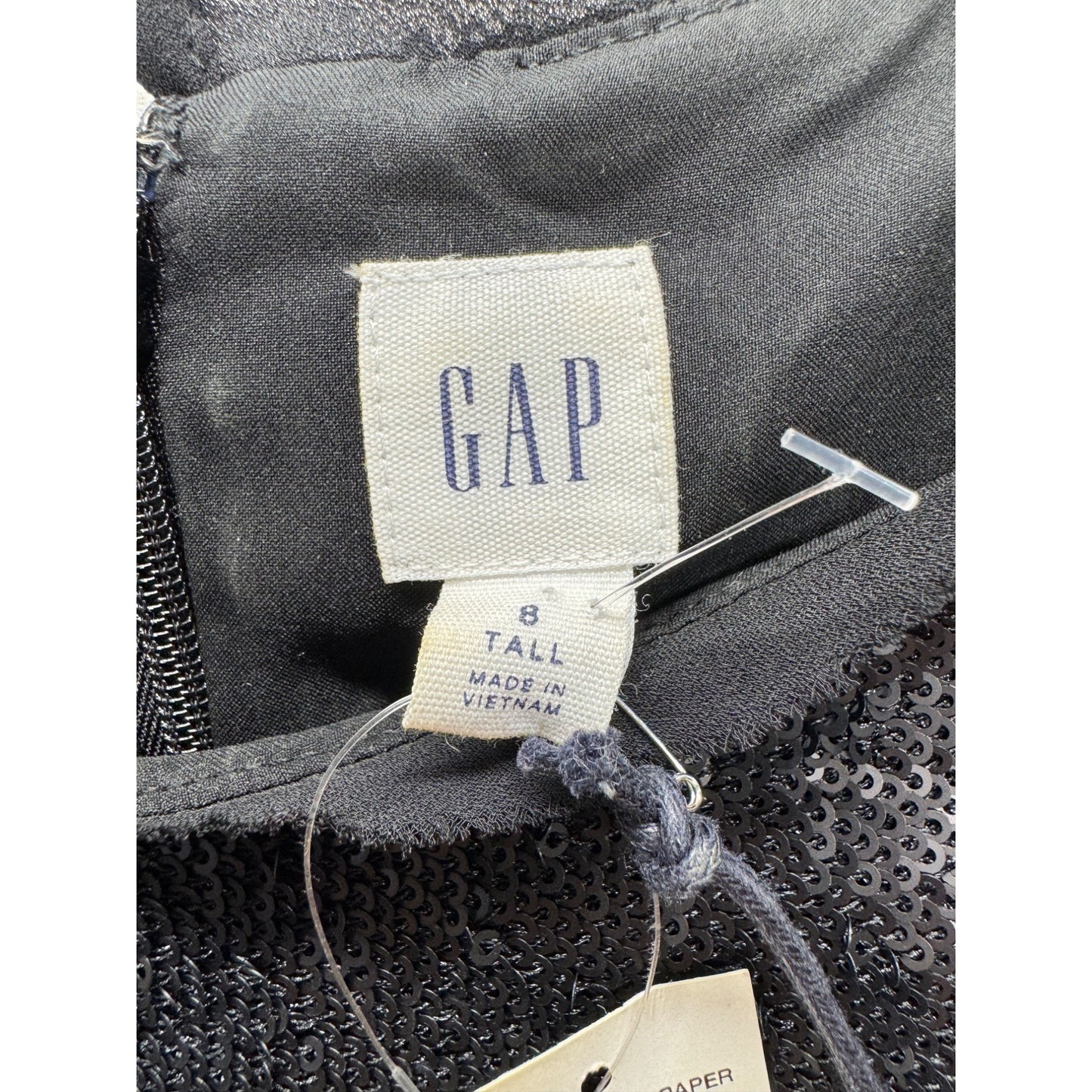 Gap Womens Black Sequin Short Sleeve Shift Dress Size 8 Tall #7796