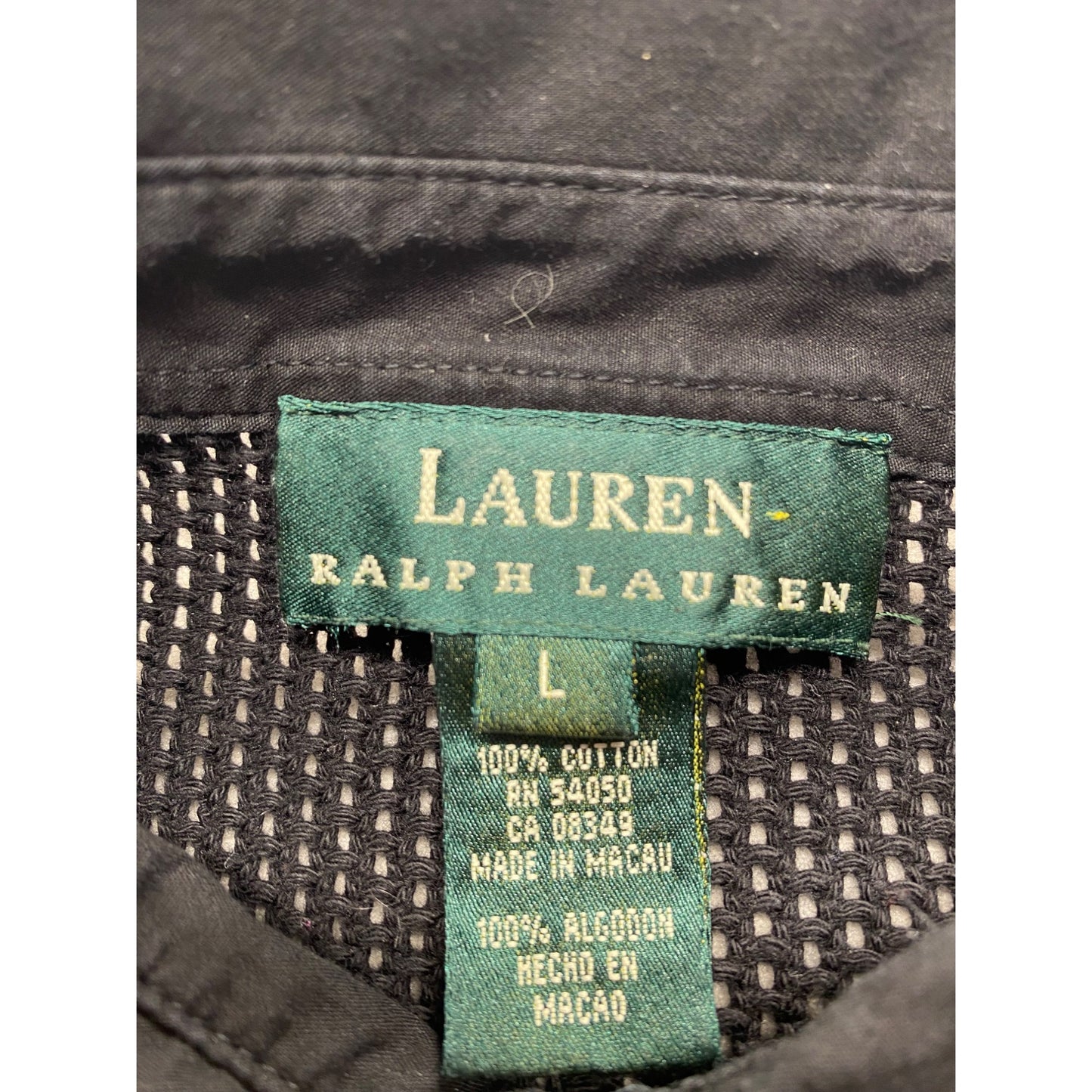 Lauren Ralph Lauren Womens Large Black Cotton Button-Up Knit #7030