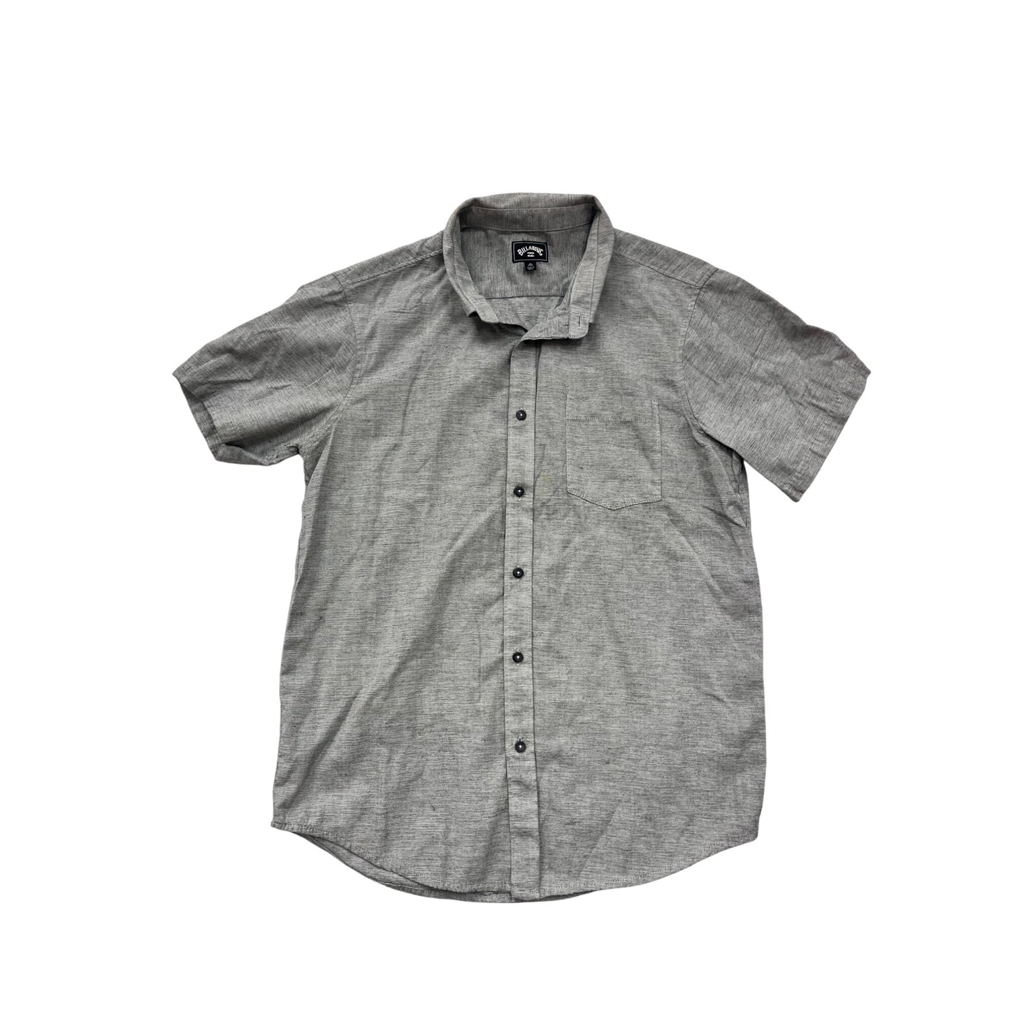 Billabong Mens Gray Short Sleeve Button-Up Shirt Medium 100% Cotton #6575