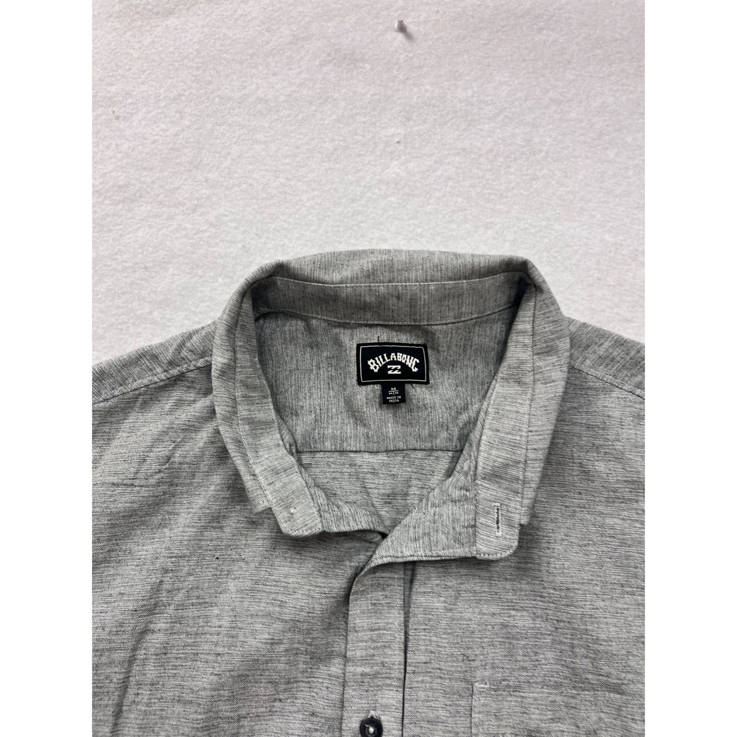 Billabong Mens Gray Short Sleeve Button-Up Shirt Medium 100% Cotton #6575