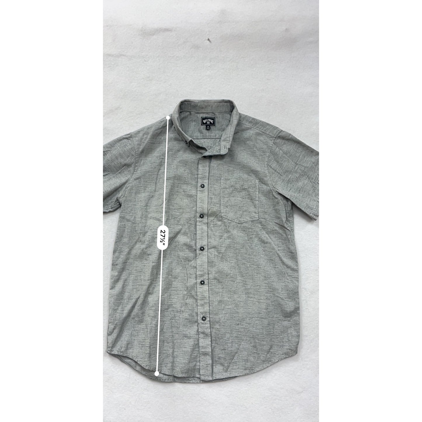 Billabong Mens Gray Short Sleeve Button-Up Shirt Medium 100% Cotton #6575