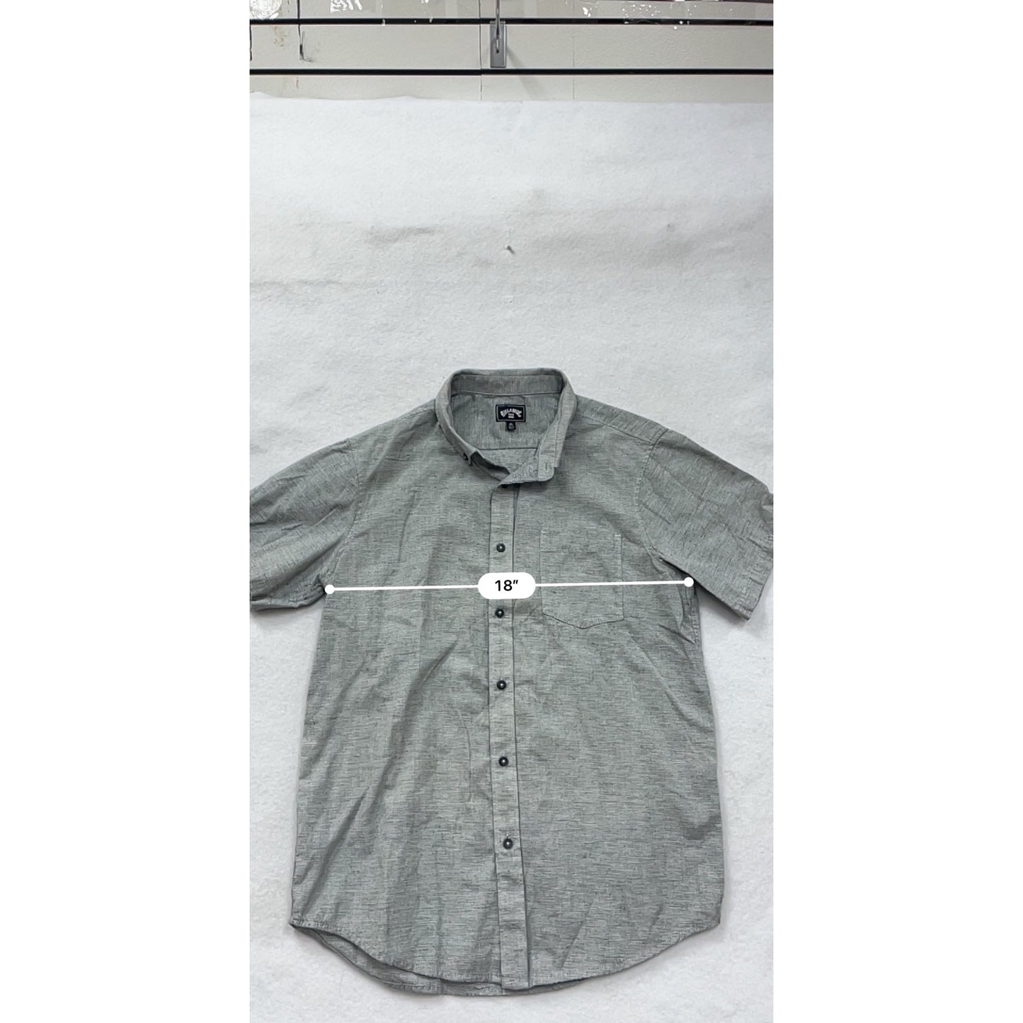 Billabong Mens Gray Short Sleeve Button-Up Shirt Medium 100% Cotton #6575