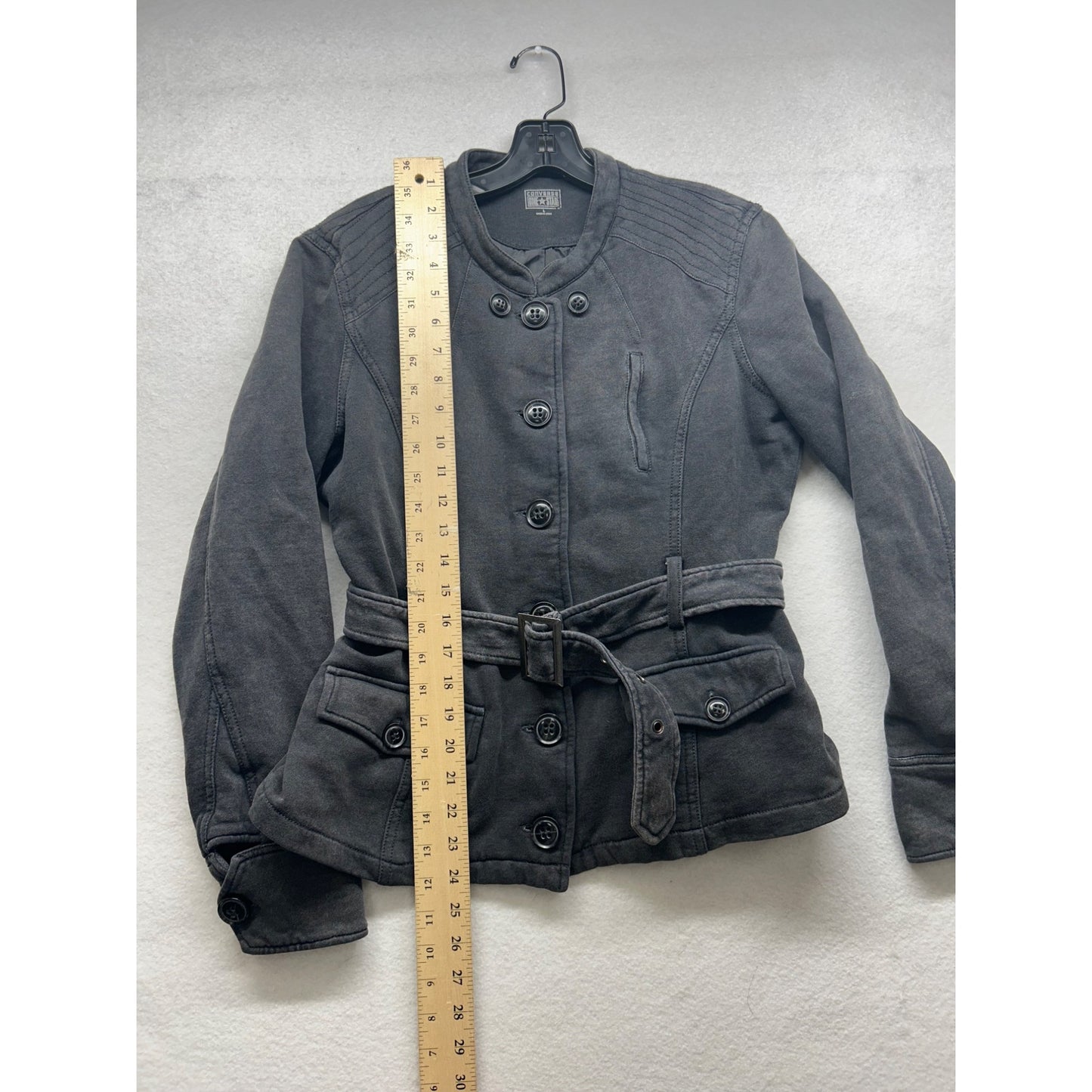 Converse One Star Womens Black Button-Up Belted Jacket #6371
