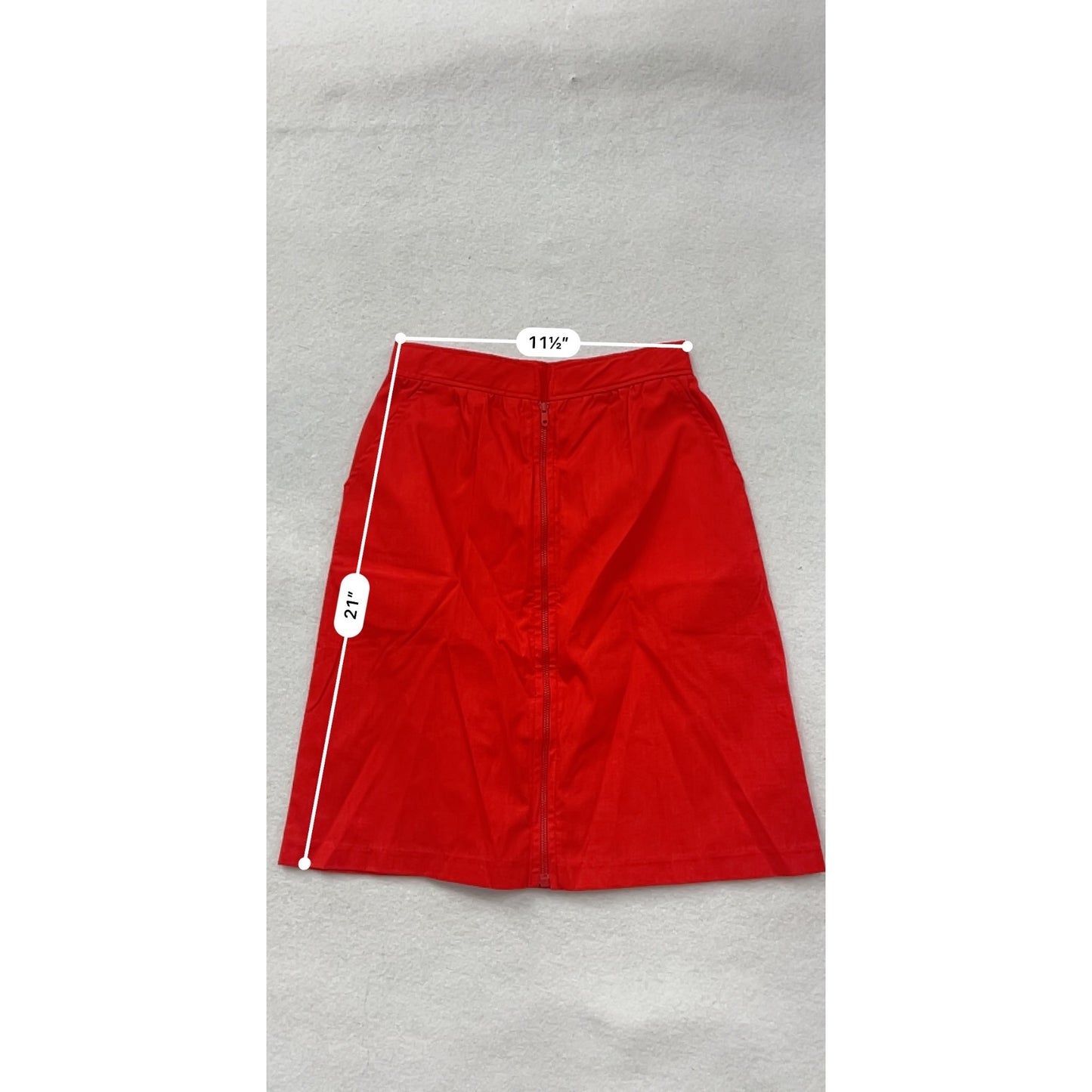 Vintage Sears Womens Red A-Line Skirt Size 9 Polyester & Cotton With Front Zipper Closure #6852