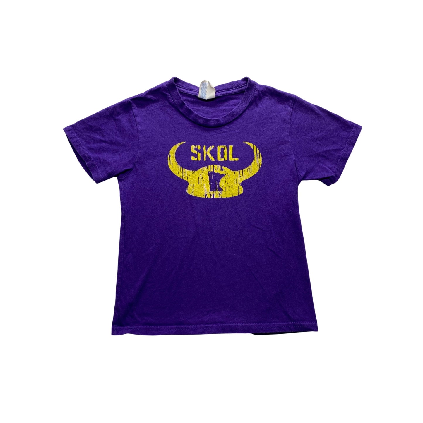Skol Purple & Yellow Youth XS T-Shirt Featuring Viking Horns #7353