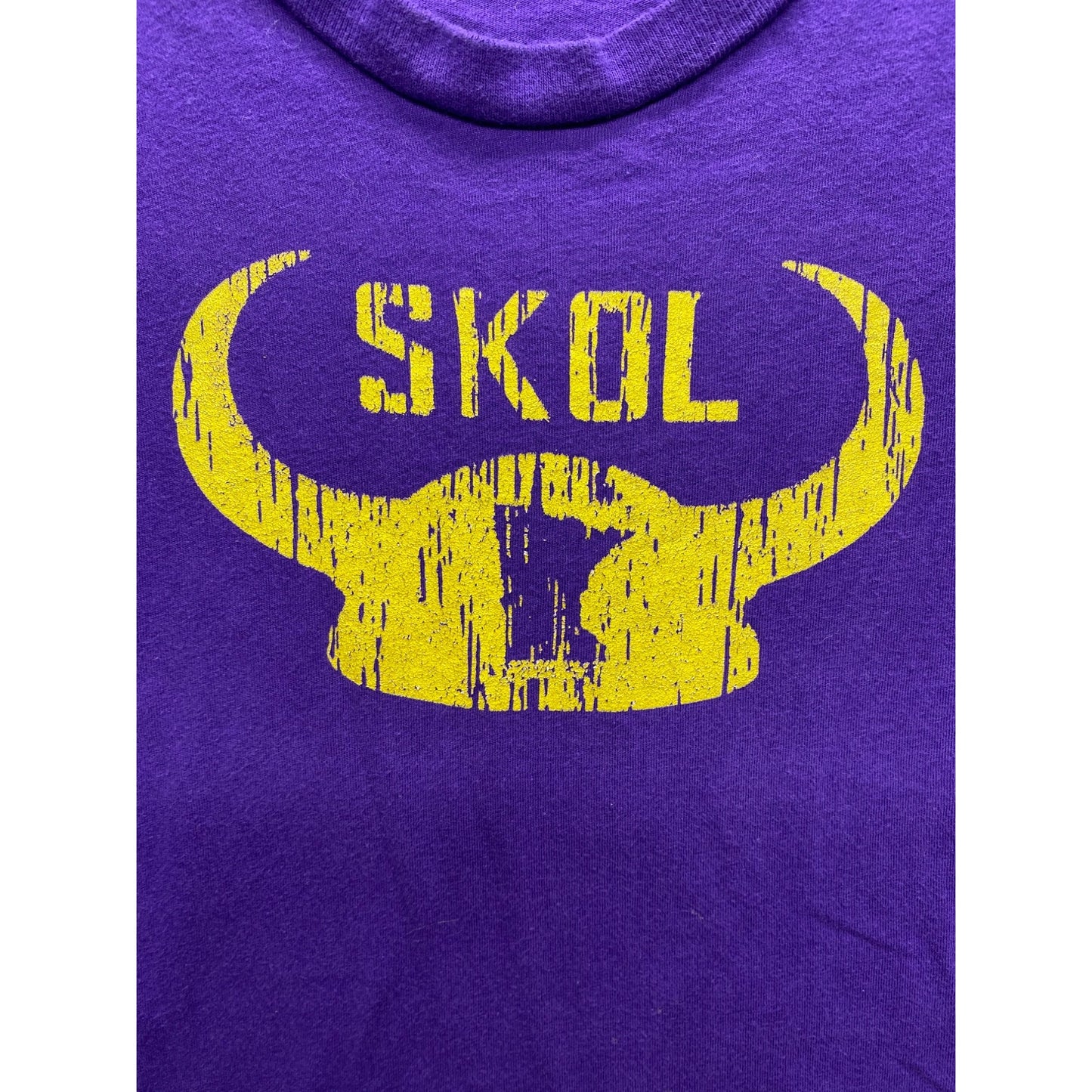 Skol Purple & Yellow Youth XS T-Shirt Featuring Viking Horns #7353