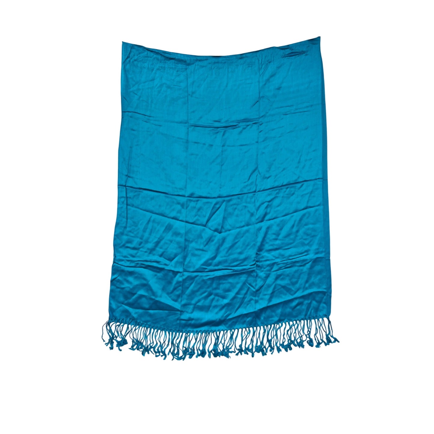 Pashmina 100% Cashmere Turquoise Scarf With Fringe Edges #8248