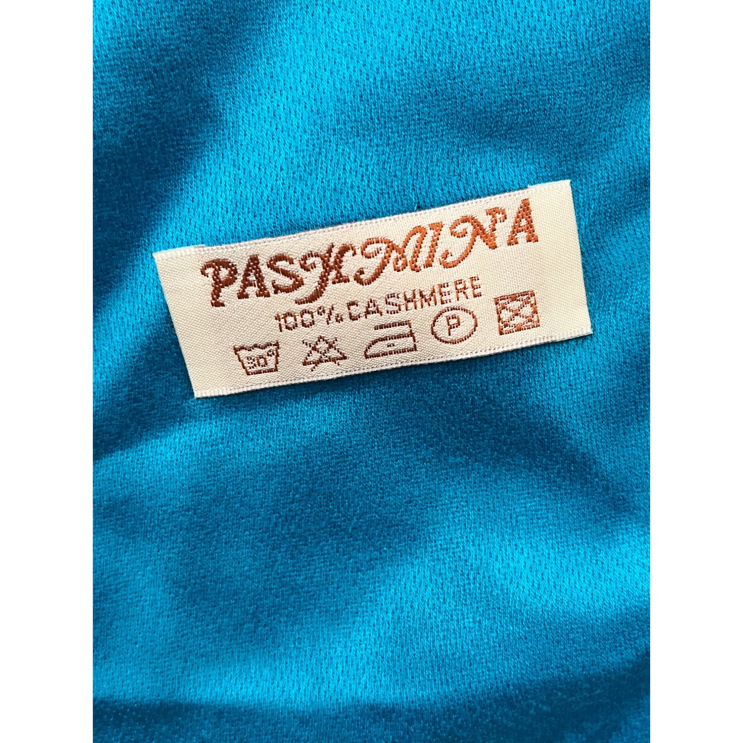 Pashmina 100% Cashmere Turquoise Scarf With Fringe Edges #8248
