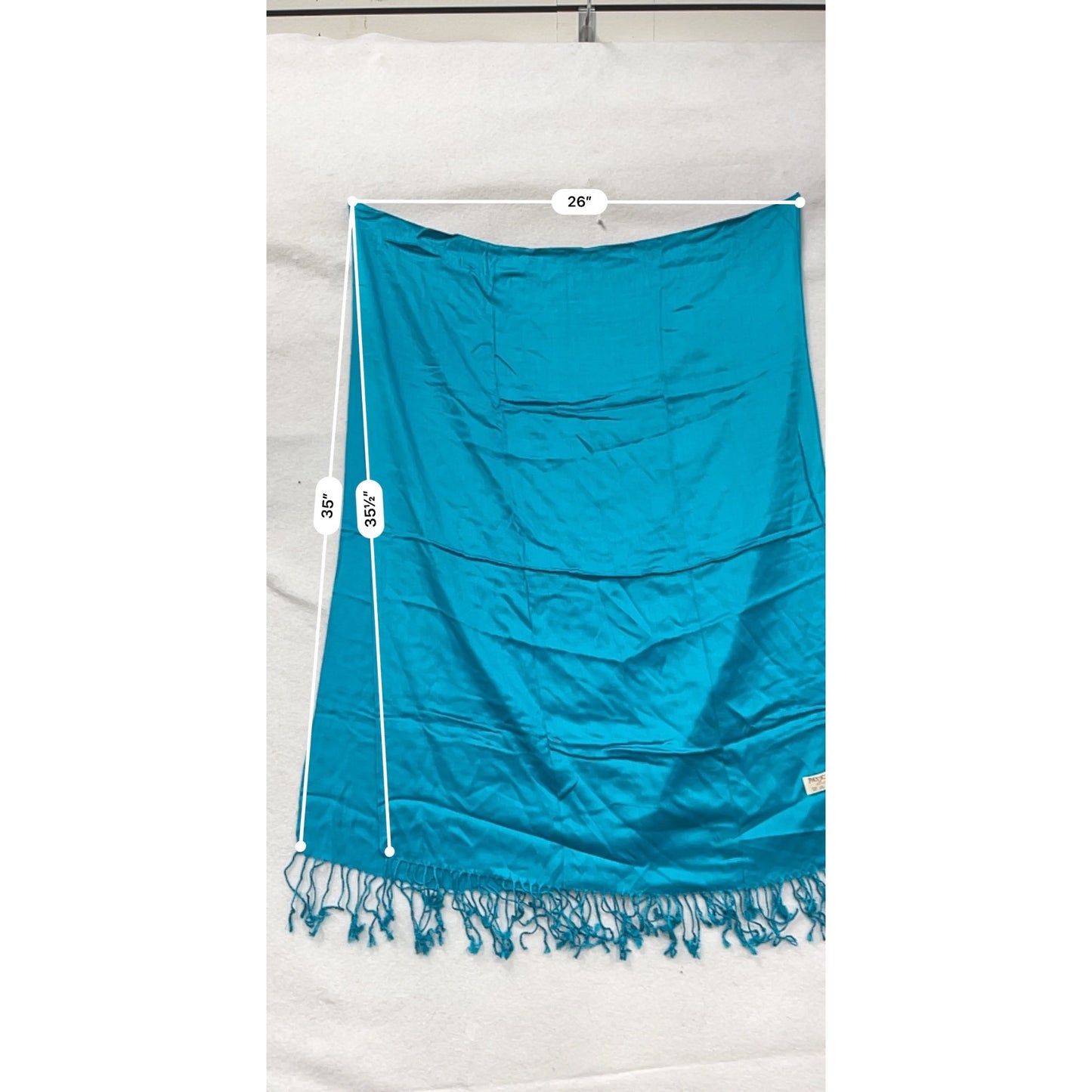 Pashmina 100% Cashmere Turquoise Scarf With Fringe Edges #8248